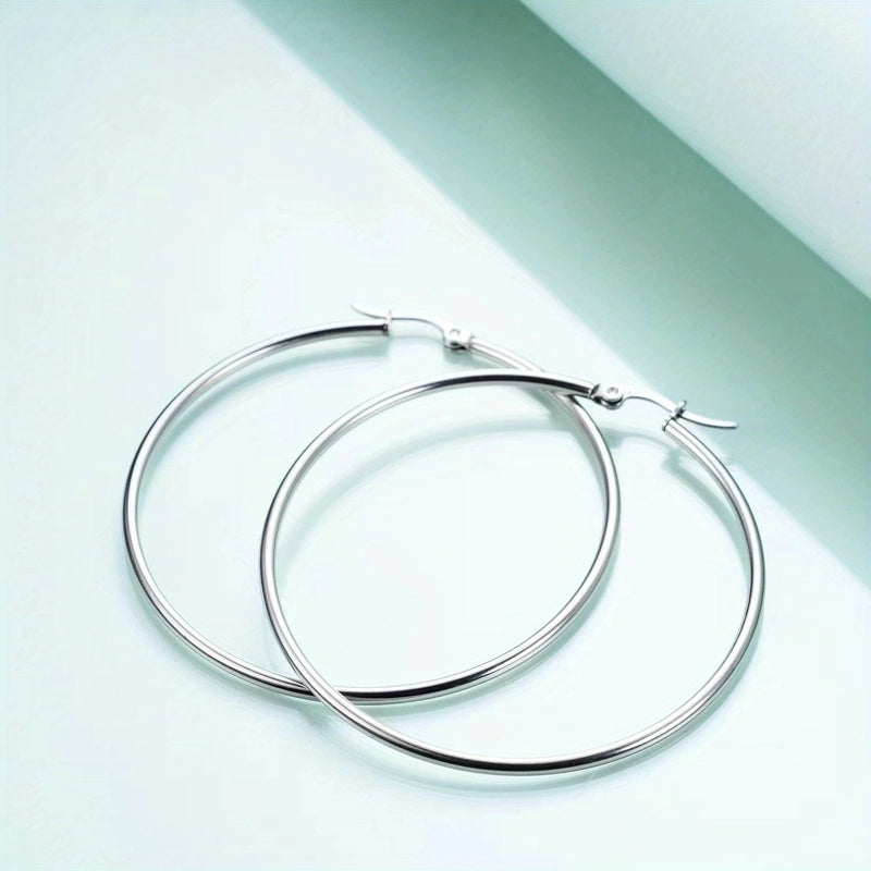 1 Pair Basic Minimalist Commute Round 304 Stainless Steel 18K Gold Plated Earrings