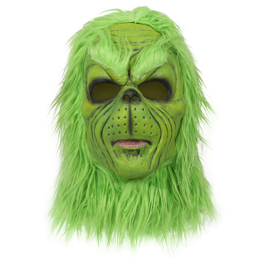 Mask 2023 Christmas Green Furry Monster Gloves Cosplay Santa Hat The Grinch