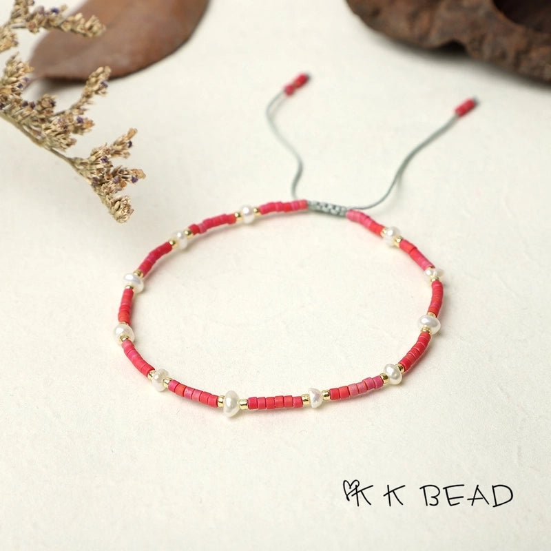 1 Piece Minimalist Color Block Freshwater Pearl Glass Beaded Bracelets