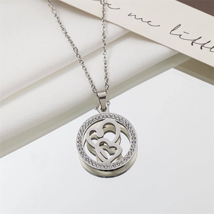 1 Piece Fashion Circle Tree Heart Shape Titanium Steel Plating Hollow Out Inlay Rhinestones Pendant Necklace