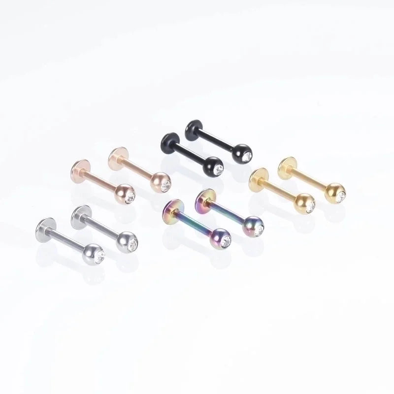 Fashion Conical Stainless Steel Inlaid Zircon Lip Stud