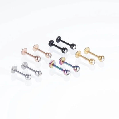 Fashion Conical Stainless Steel Inlaid Zircon Lip Stud