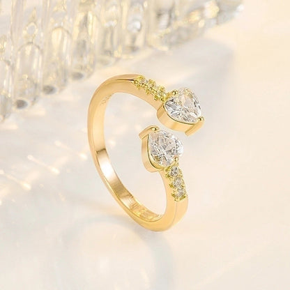 Minimalist Heart Shape Copper Open Ring Plating Zircon Copper Rings