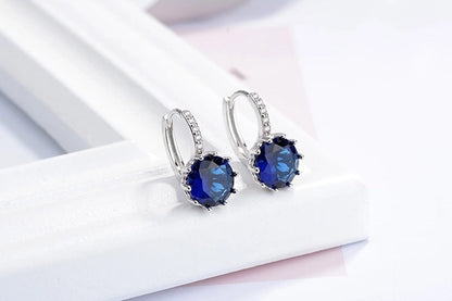 1 Pair Lady Solid Color Inlay Copper Rhinestones Hoop Earrings