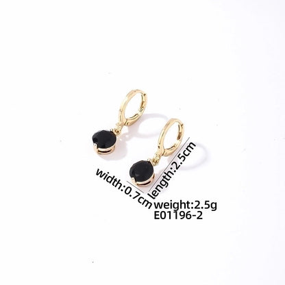 1 Pair Casual Sweet Minimalist Round Water Droplets Plating Inlay 304 Stainless Steel Copper Zircon Gold Plated Drop Earrings