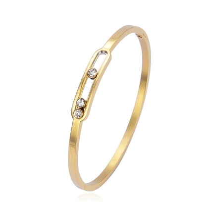 IG Style Geometric Solid Color Stainless Steel Zircon Bangle In Bulk