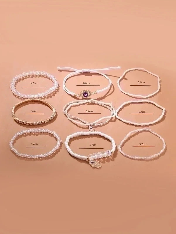 2 Pieces Fashion Leaf Tree Alloy Agate Beaded Plating Bracelets