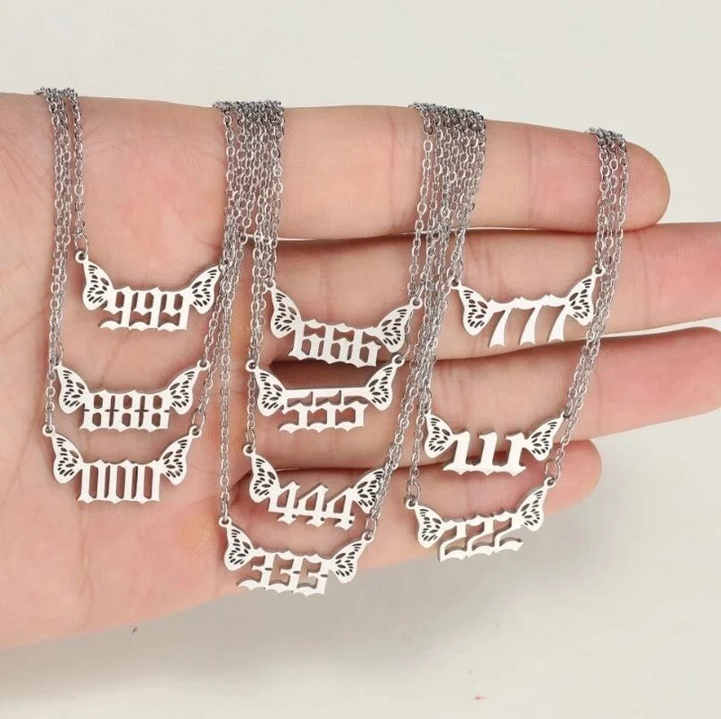 201 Stainless Steel 18K Gold Plated Minimalist Plating Number Pendant Necklace