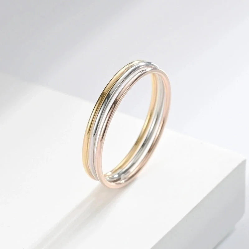Minimalist Solid Color Titanium Steel 18K Gold Plated Polishing Plating Rings
