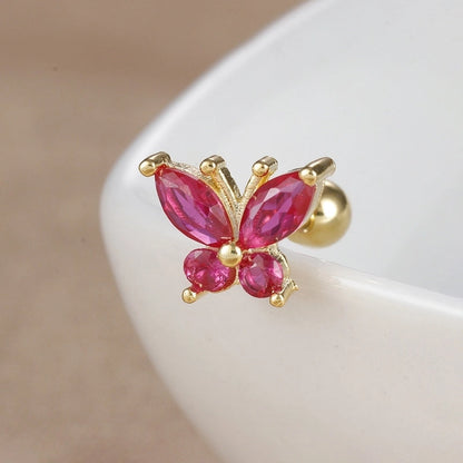 1 Piece Ear Cartilage Rings & Studs IG Style Ice Cream Heart Shape Candy 304 Stainless Steel Inlay Zircon 18K Gold Plated Ear Cartilage Rings & Studs