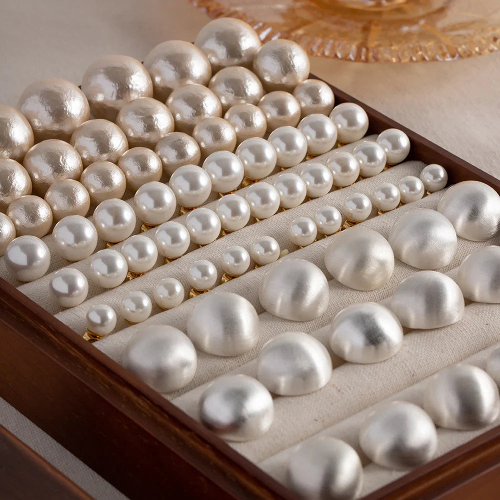 IG Style Pearl Geometric Stainless Steel 18K Gold Plated Earrings