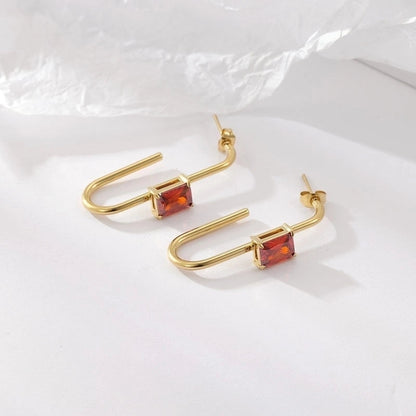 1 Pair Classic Style Geometric Plating Inlay 304 Stainless Steel Zircon Gold Plated Earrings