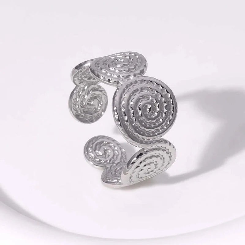 304 Stainless Steel 18K Gold Plated Retro Plating Geometric Open Rings