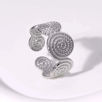 304 Stainless Steel 18K Gold Plated Retro Plating Geometric Open Rings