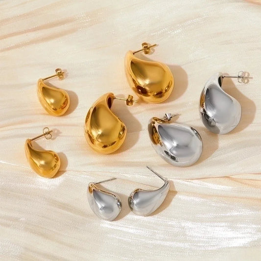 1 Pair Minimalist Water Droplets Plating 304 Stainless Steel 16K Gold Plated White Gold Plated Gold Plated Ear Studs