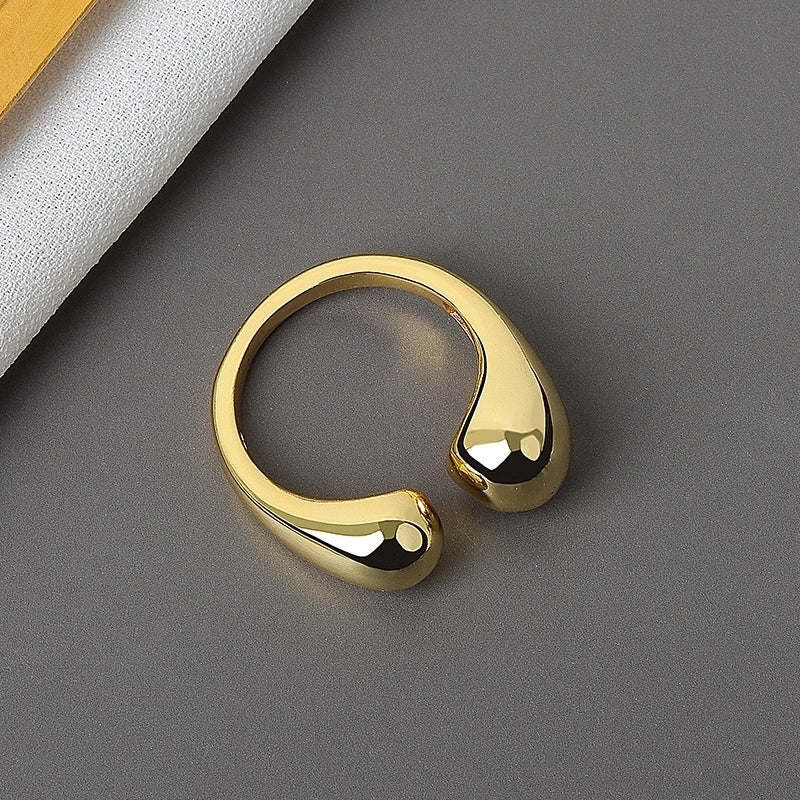 Minimalist Solid Color Alloy Plating 18K Gold Plated Women's Open Rings