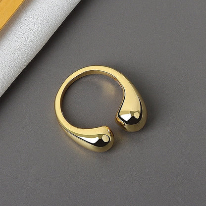 Minimalist Solid Color Alloy Plating 18K Gold Plated Women's Open Rings