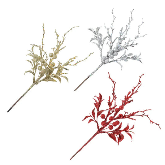 Christmas Tree Flower Arrangement Gold Powder Real Christmas Fruit Spike Branches Scene Atmosphere Decoration Supplies