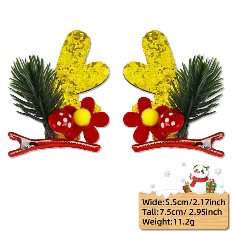Christmas Cartoon Style Cute Bell Elk Family Gathering Party
