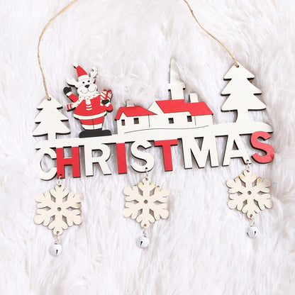 Cross-border New Christmas Decorations Wooden Christmas Tree Pendant Creative Christmas Pendant Wooden Crafts Door Hanging