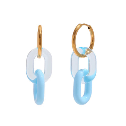 Fashion Ellipse Circle Geometric Acrylic 18K Gold Plated Earrings