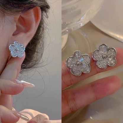 2 Pieces Fashion Heart Shape Flower Copper Beaded Plating Inlay Pearl Zircon Earrings Ear Studs 1 Pair