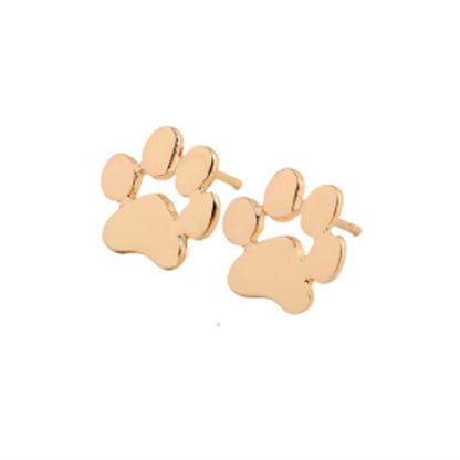 1 Pair Cute Paw Print Plating 304 Stainless Steel 18K Gold Plated Ear Studs