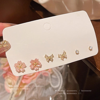 1 Set Minimalist Geometric Enamel Plating Inlay Copper Rhinestones Opal Shell Earrings