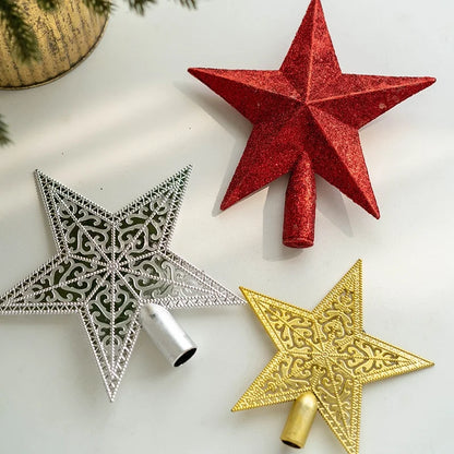 Gold Silver Red Sticky Powder Foam Plating Tree Top Star Five-pointed Star Christmas Tree Top Decoration