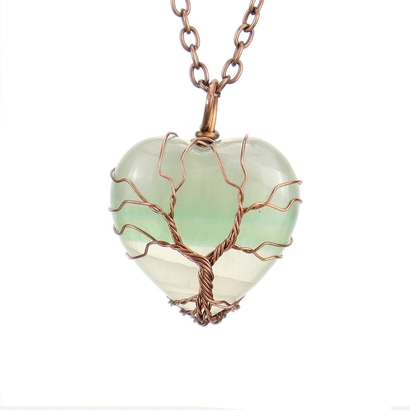 Minimalist Heart Shape Natural Stone Ferroalloy Pendant Necklace