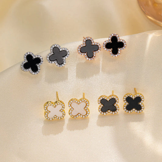 Geometric Titanium Steel 18K Gold Plated Stud Earrings