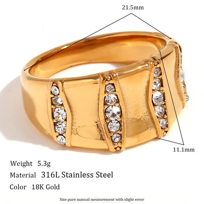 Expressive Fashion Circle Geometric Stainless Steel 18K Gold Plated Rings