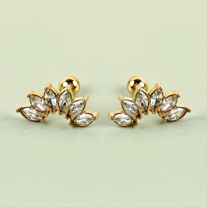 1 Pair Minimalist Classic Style Shiny Geometric Polishing Inlay 304 Stainless Steel Zircon Cartilage Earrings