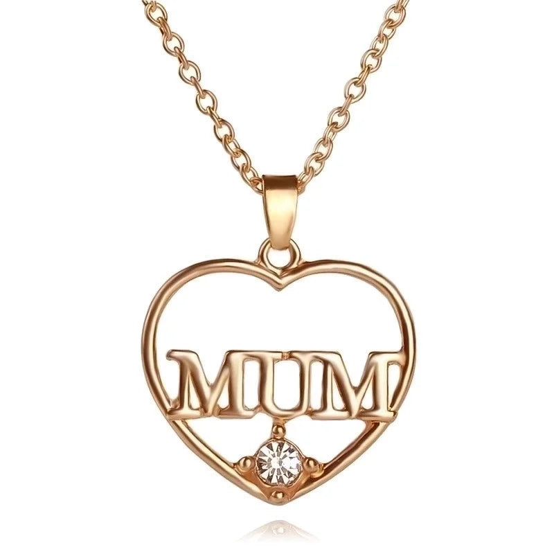 1 Piece Mama Minimalist Letter Moon Heart Shape Alloy Copper Plating Inlay Artificial Rhinestones Artificial Diamond Rose Gold Plated Gold Plated Silver Plated Pendant Necklace