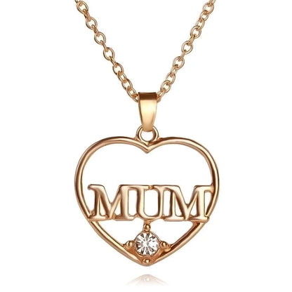 1 Piece Mama Minimalist Letter Moon Heart Shape Alloy Copper Plating Inlay Artificial Rhinestones Artificial Diamond Rose Gold Plated Gold Plated Silver Plated Pendant Necklace