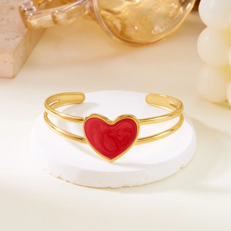 Casual Elegant Lady Heart Shape 304 Stainless Steel Bangle In Bulk