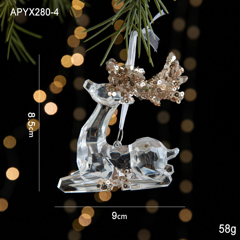 Christmas Ornaments Scene Decoration Supplies Christmas Tree Snowflakes Bells Small Hanging Decorations Crystal Transparent Hanging Ornaments