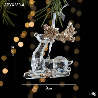 Christmas Ornaments Scene Decoration Supplies Christmas Tree Snowflakes Bells Small Hanging Decorations Crystal Transparent Hanging Ornaments