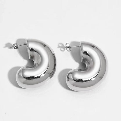 1 Pair IG Style Minimalist C Shape Water Droplets Stainless Steel 18K Gold Plated Ear Studs