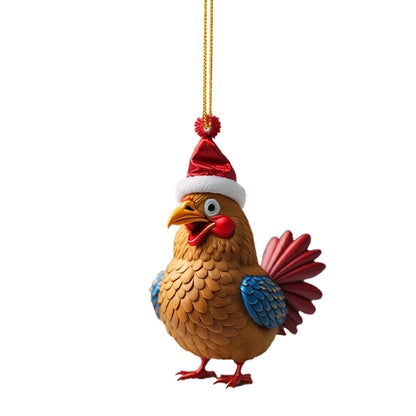 Christmas Creative Animal Chicken Rooster Series Pendant Christmas Tree Pendant Acrylic Hang Decorations