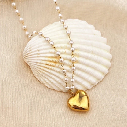 Casual Elegant Heart Shape 304 Stainless Steel 18K Gold Plated Stainless Steel Necklaces