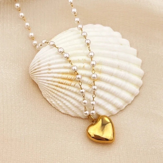 Casual Elegant Heart Shape 304 Stainless Steel 18K Gold Plated Stainless Steel Necklaces