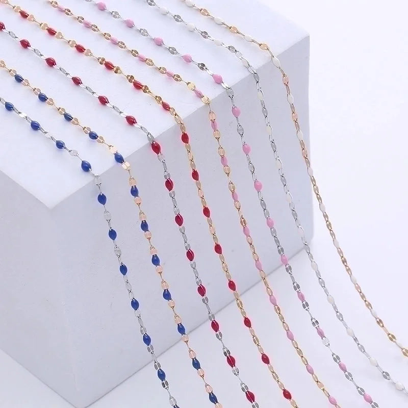 Casual Lips 304 Stainless Steel No Inlaid 18K Gold Plated Epoxy Chain Stainless Steel Necklaces