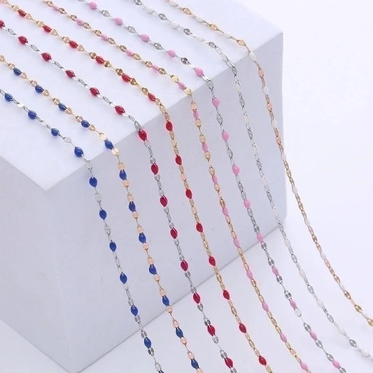 Casual Lips 304 Stainless Steel No Inlaid 18K Gold Plated Epoxy Chain Stainless Steel Necklaces