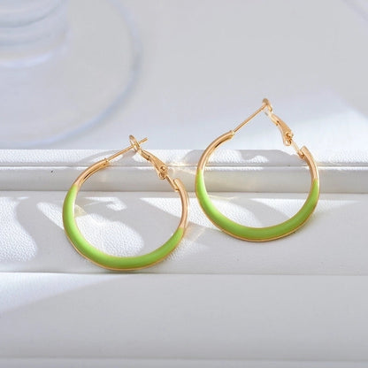 1 Pair Minimalist Color Block Enamel Copper Earrings