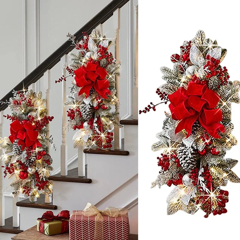 Christmas Decorations Stair Wreath Stair Decoration Hanging Ornaments Christmas Scene Layout