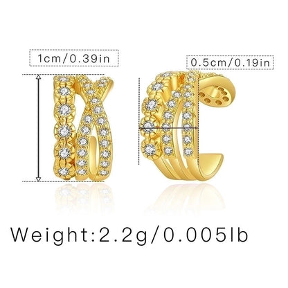 Retro Minimalist C Shape Copper Plating Inlay Zircon Ear Cuffs 1 Pair