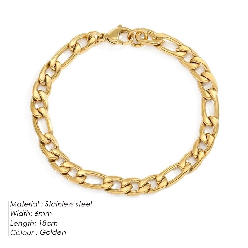 Hip-Hop Geometric 304 Stainless Steel Figaro Chain Bracelets In Bulk
