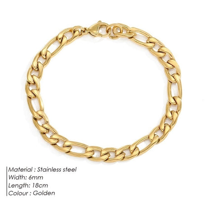 Hip-Hop Geometric 304 Stainless Steel Figaro Chain Bracelets In Bulk