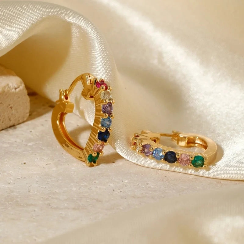 1 Pair Minimalist Heart Shape Plating Inlay Copper Zircon K Gold Plated Earrings